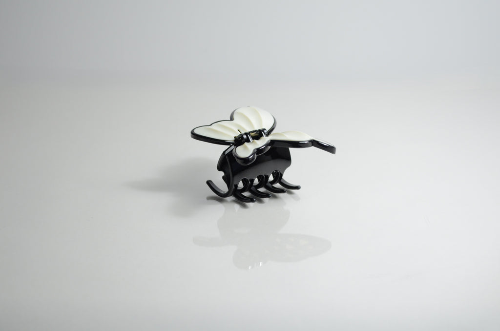 Elegant vit och svart Akrylfjärilshårklämma