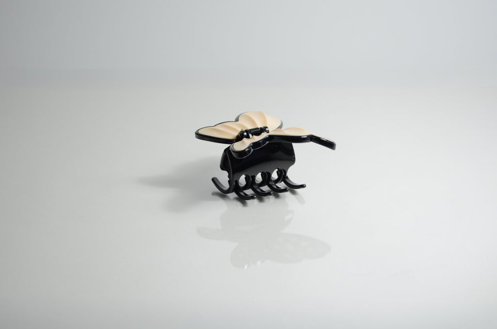 Elegant Vaniljvit och svart Akrylfjärilshårklämma