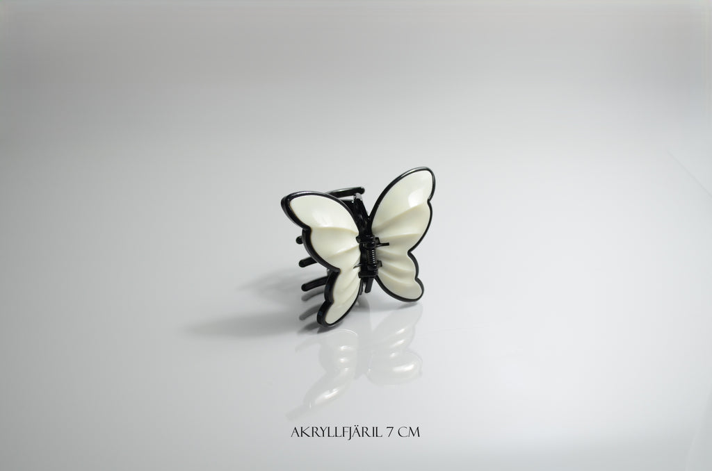 Elegant vit och svart Akrylfjärilshårklämma