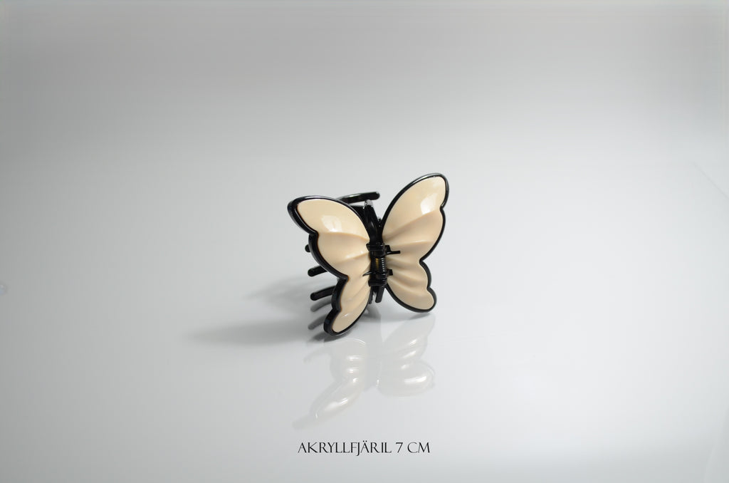 Elegant Vaniljvit och svart Akrylfjärilshårklämma