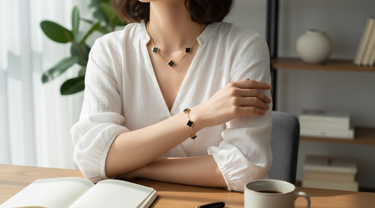 Golden Flower 18 K Dark Black