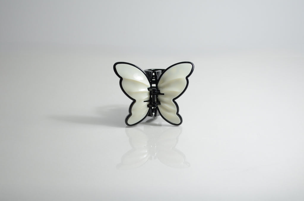Elegant vit och svart Akrylfjärilshårklämma