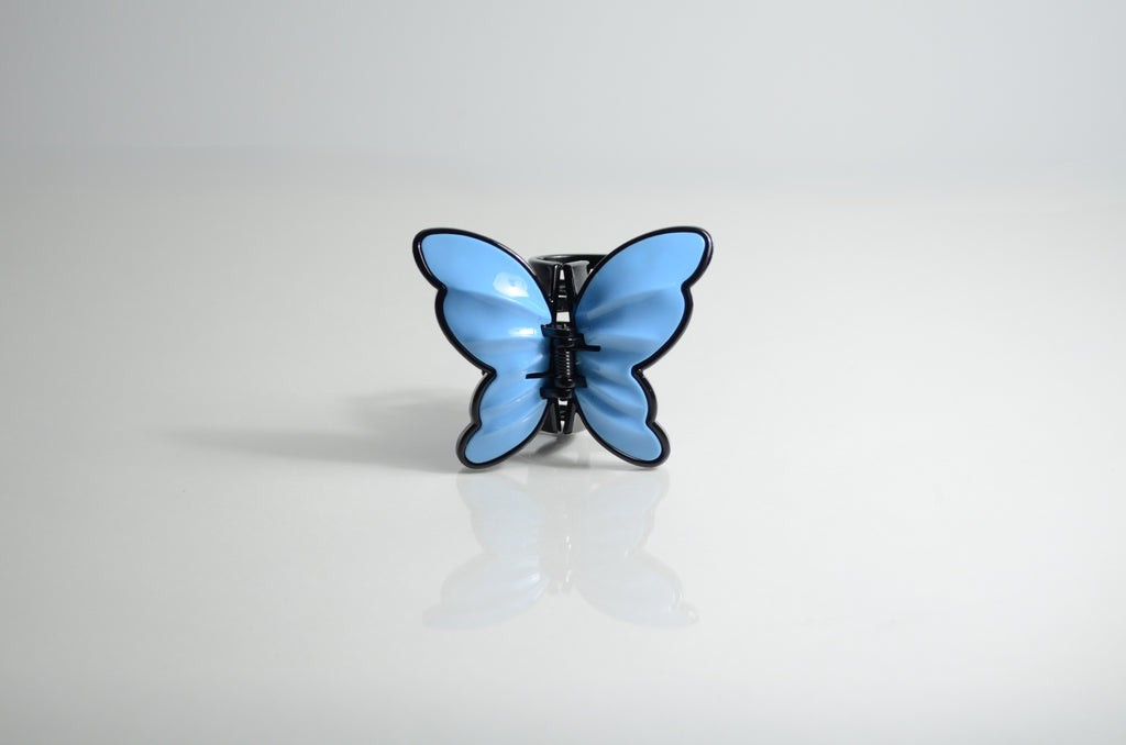 Elegant Blå och svart Akrylfjärilshårklämma