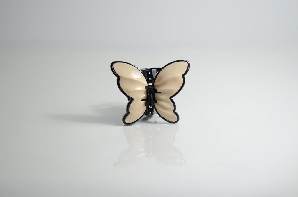 Elegant Vaniljvit och svart Akrylfjärilshårklämma